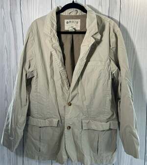 Vintage 90s ORVIS Khaki Field Jacket Barn Coat Lined Pockets Size 40